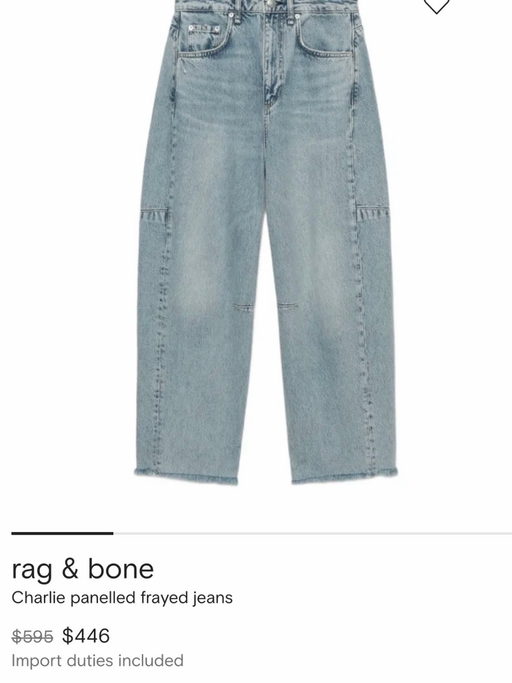rag & bone Light Blue Charlie Panelled Straight Jeans